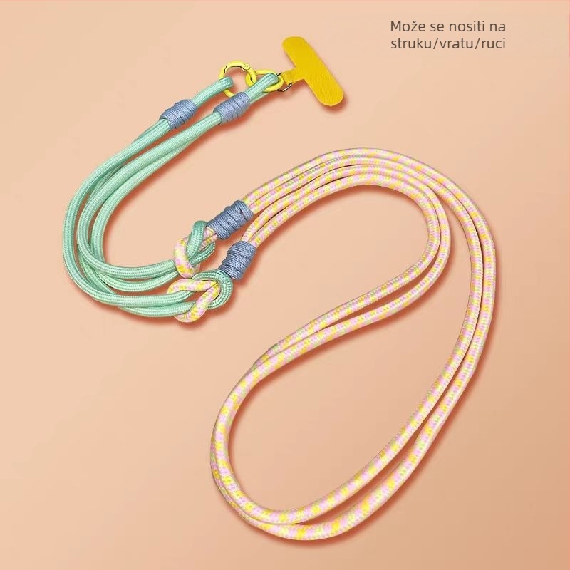 Lanyard za mobitel, odvojivi, višestruko funkcionalan, najlonska užad, metalna kopča, poliesterska traka, protiv gubitka