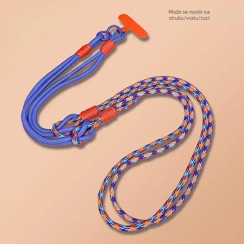 Lanyard za mobitel, odvojivi, višestruko funkcionalan, najlonska užad, metalna kopča, poliesterska traka, protiv gubitka