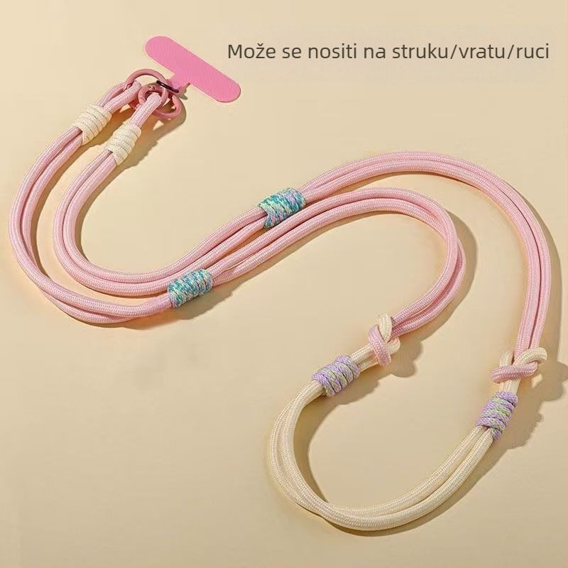 Lanyard za mobitel, odvojivi, višestruko funkcionalan, najlonska užad, metalna kopča, poliesterska traka, protiv gubitka