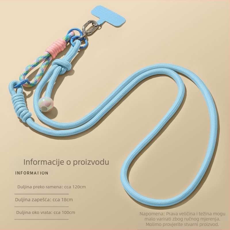 Lanyard za mobitel, odvojivi, višestruko funkcionalan, najlonska užad, metalna kopča, poliesterska traka, protiv gubitka