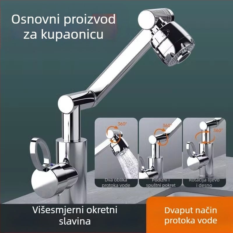 Lucky Cat univerzalni faucet za umivaonik – keramički disk ventil, plastično tijelo, topla/hladna, 360° okretno