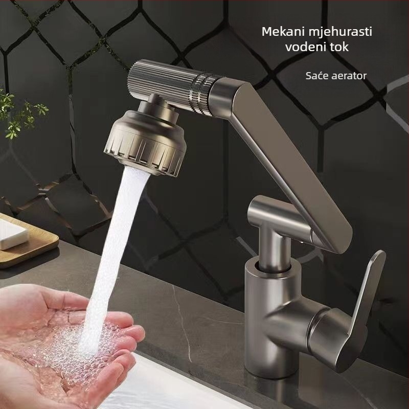 Lucky Cat univerzalni faucet za umivaonik – keramički disk ventil, plastično tijelo, topla/hladna, 360° okretno