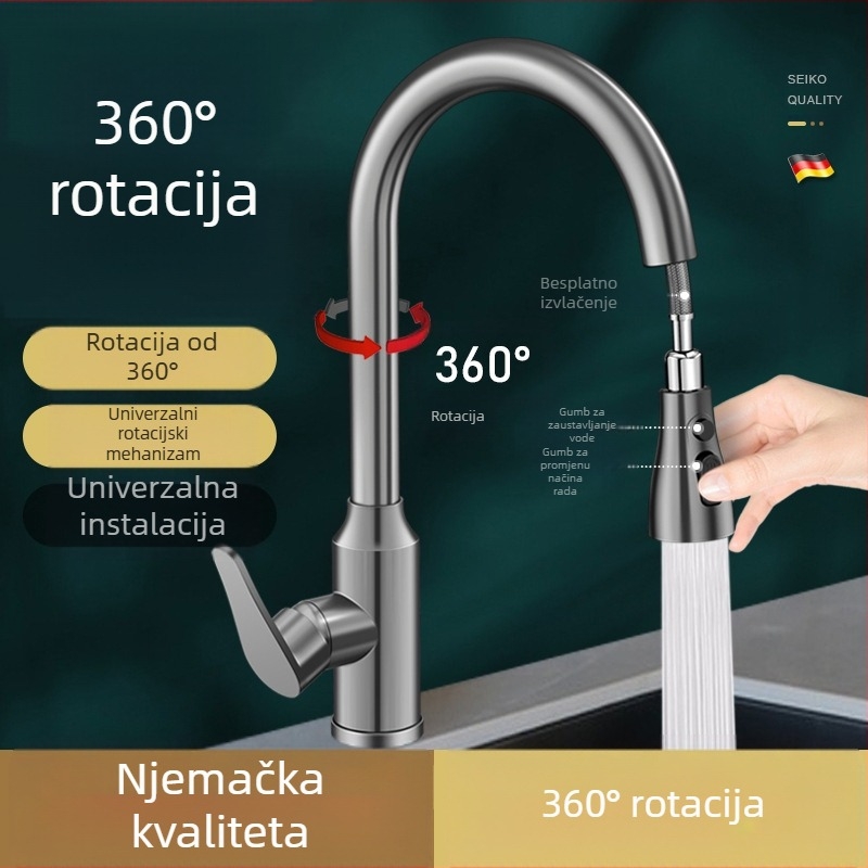 Lucky Cat univerzalni faucet za umivaonik – keramički disk ventil, plastično tijelo, topla/hladna, 360° okretno
