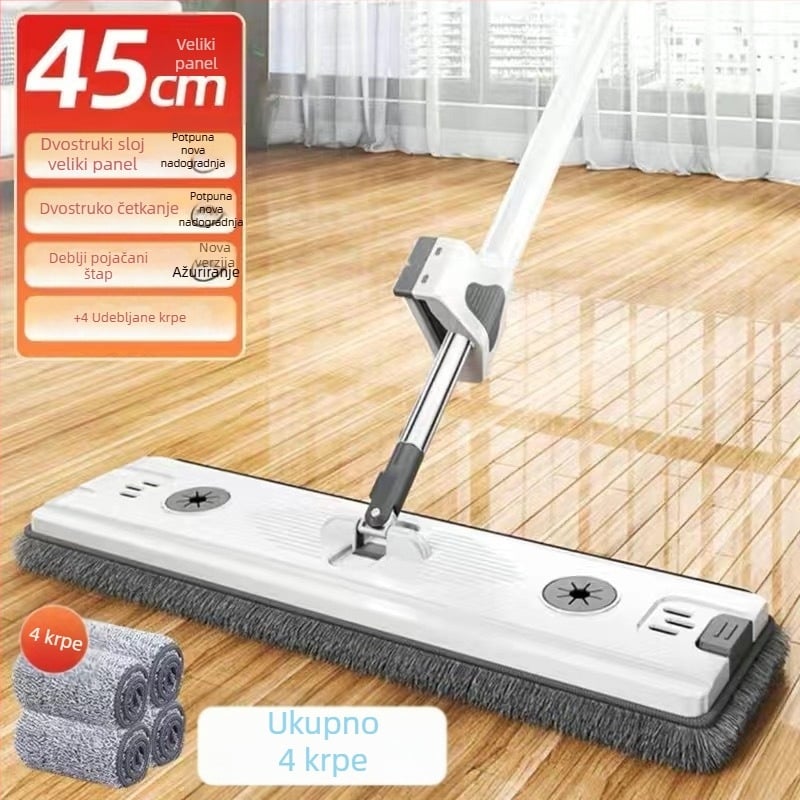 Plošni mop Thai shide – mikrovlakno, nehrđajući čelik, dehidracija 50–60%, Velcro tip držača prašine