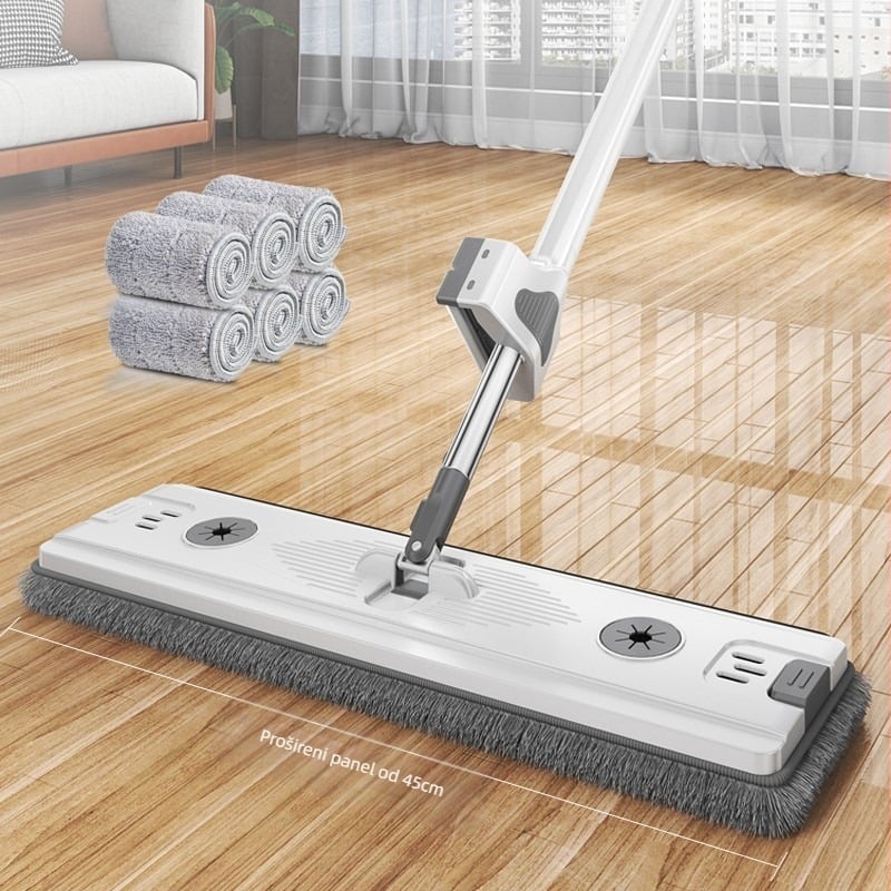 Plošni mop Thai shide – mikrovlakno, nehrđajući čelik, dehidracija 50–60%, Velcro tip držača prašine
