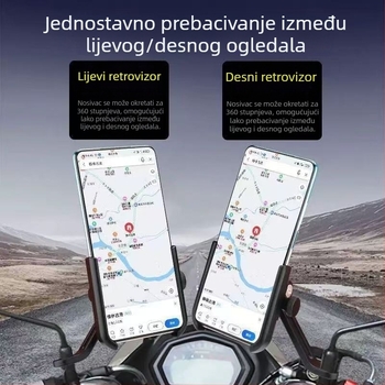 Držač telefona za električna vozila od aluminijske legure - otporan na udarce, verzija s punjenjem, navigacijski držač telefona