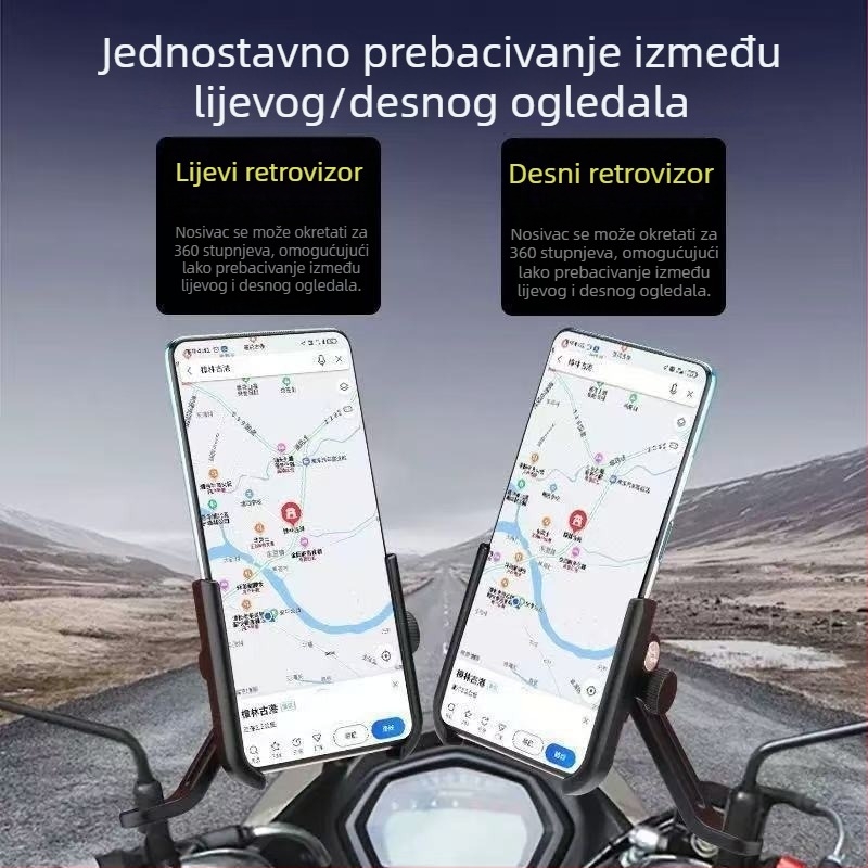 Držač telefona za električna vozila od aluminijske legure - otporan na udarce, verzija s punjenjem, navigacijski držač telefona