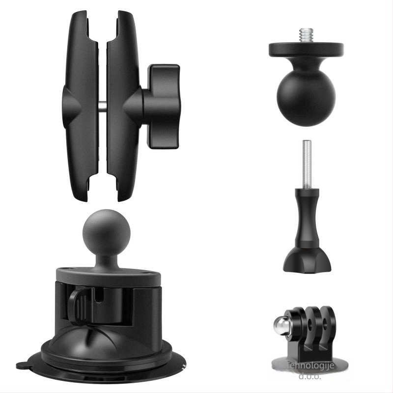 Držač za motocikl s usisnim pričvršćivanjem i 25 mm kugličnom glavom za telefon i kameru, od najlona i vlakana, nosač za upravljač, višenamjenski držač kamere