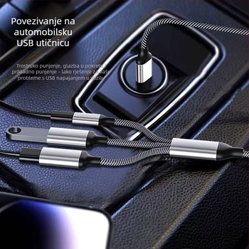 USB-C 3-portni OTG hub, USB 2.0, bakreno jezgro kabel, duljina 28 cm