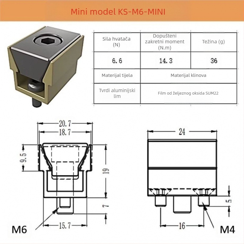 Fiksator za stanicu zavarivanja – višenamjenski rubni fiksator s čeljustima, antimagnetni, jednostrani dizajn