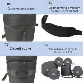 SGTJSGRX Set torbi za bubnjeve – poliester materijal, podstava od poliestera, zaštita kralježnice, smanjuje opterećenje, kućno skladištenje