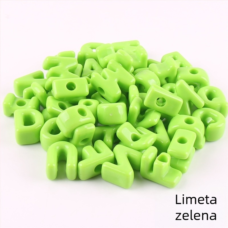 Labave perle – Acrylne kuglice s velikim rupama i slovima, engleska abeceda, DIY dodaci za nakit, završni premaz pečenjem, moderan stil, totem uzorak