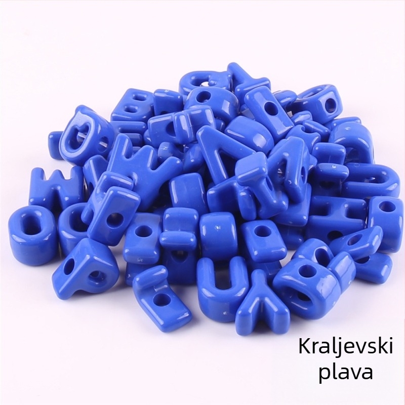 Labave perle – Acrylne kuglice s velikim rupama i slovima, engleska abeceda, DIY dodaci za nakit, završni premaz pečenjem, moderan stil, totem uzorak