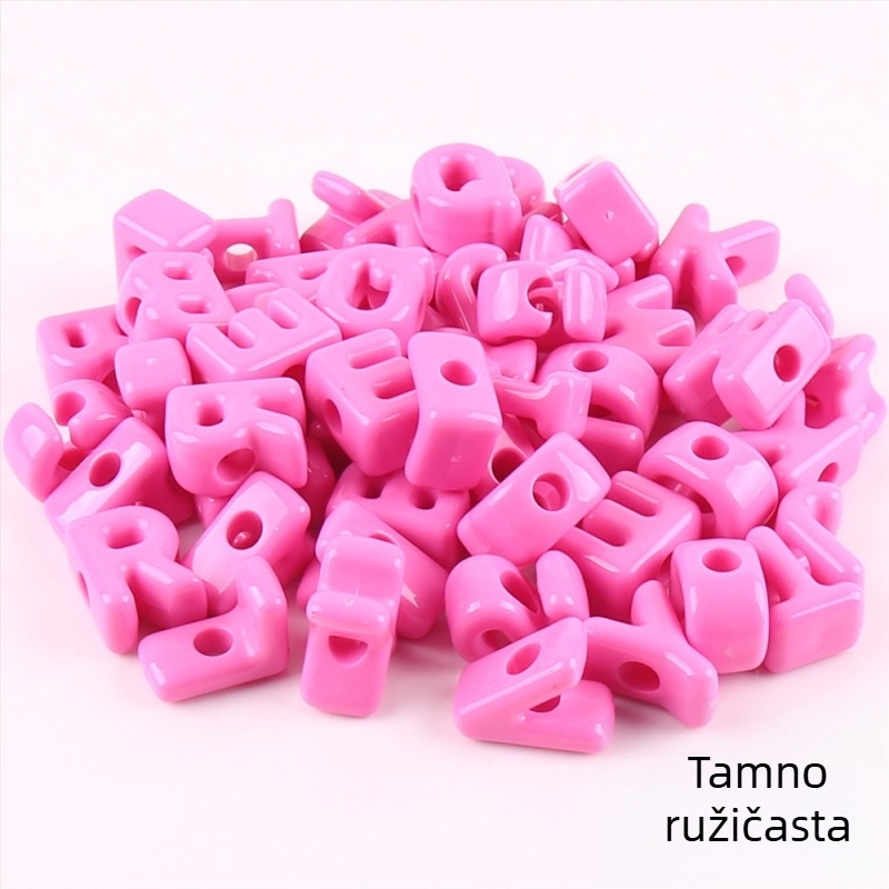 Labave perle – Acrylne kuglice s velikim rupama i slovima, engleska abeceda, DIY dodaci za nakit, završni premaz pečenjem, moderan stil, totem uzorak
