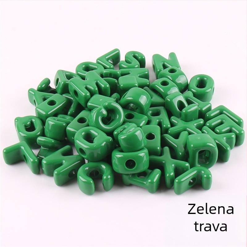 Labave perle – Acrylne kuglice s velikim rupama i slovima, engleska abeceda, DIY dodaci za nakit, završni premaz pečenjem, moderan stil, totem uzorak