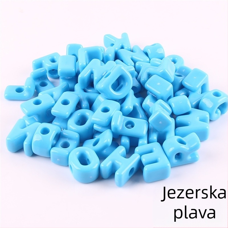 Labave perle – Acrylne kuglice s velikim rupama i slovima, engleska abeceda, DIY dodaci za nakit, završni premaz pečenjem, moderan stil, totem uzorak