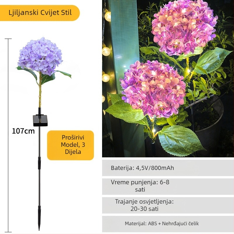 Solarna vanjska rasvjeta za vrt s LED svjetlima u obliku vatrenih vještičjih, ugradnja u zemlju, gumeno kućište, IP65, Model 03, trajanje >36 sati