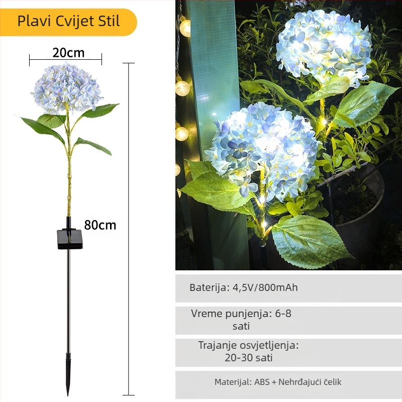 Solarna vanjska rasvjeta za vrt s LED svjetlima u obliku vatrenih vještičjih, ugradnja u zemlju, gumeno kućište, IP65, Model 03, trajanje >36 sati