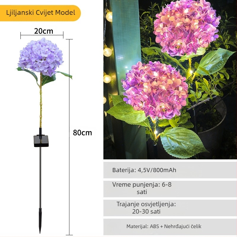 Solarna vanjska rasvjeta za vrt s LED svjetlima u obliku vatrenih vještičjih, ugradnja u zemlju, gumeno kućište, IP65, Model 03, trajanje >36 sati