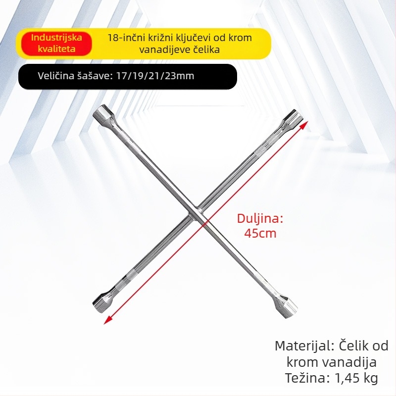 Težak L-tip socket ključ za automobile za gume, set alata od krom-vanadijevog čelika