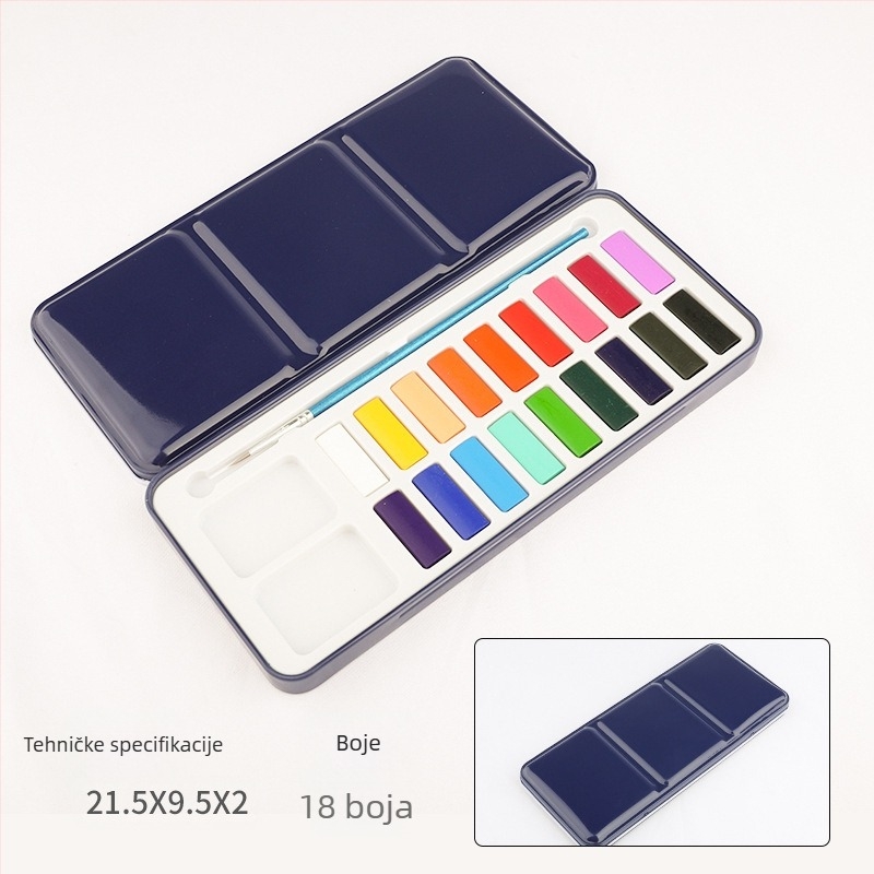 Set akvarelnih boja u metalnoj kutiji za slikanje akvarelom; materijal: akvarelne boje; uvoz: Ne; IP ovlaštenje: Nijedno