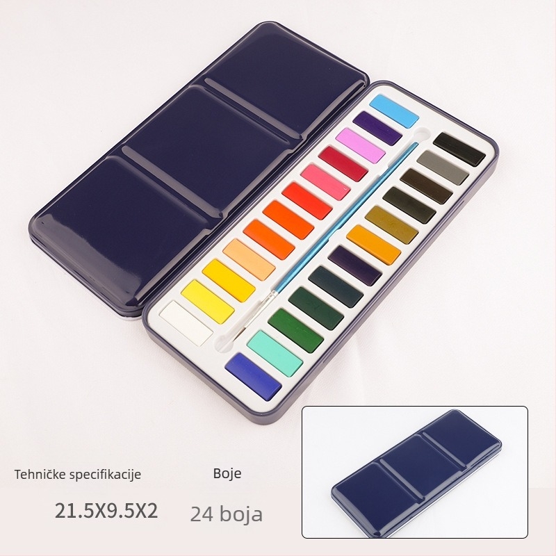Set akvarelnih boja u metalnoj kutiji za slikanje akvarelom; materijal: akvarelne boje; uvoz: Ne; IP ovlaštenje: Nijedno