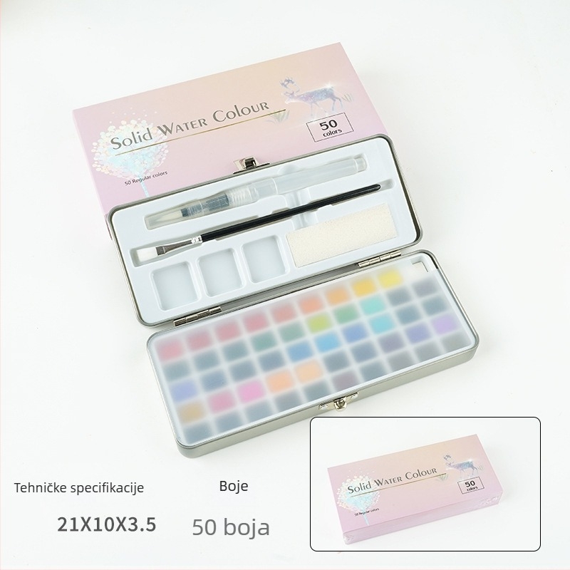 Set akvarelnih boja u metalnoj kutiji za slikanje akvarelom; materijal: akvarelne boje; uvoz: Ne; IP ovlaštenje: Nijedno