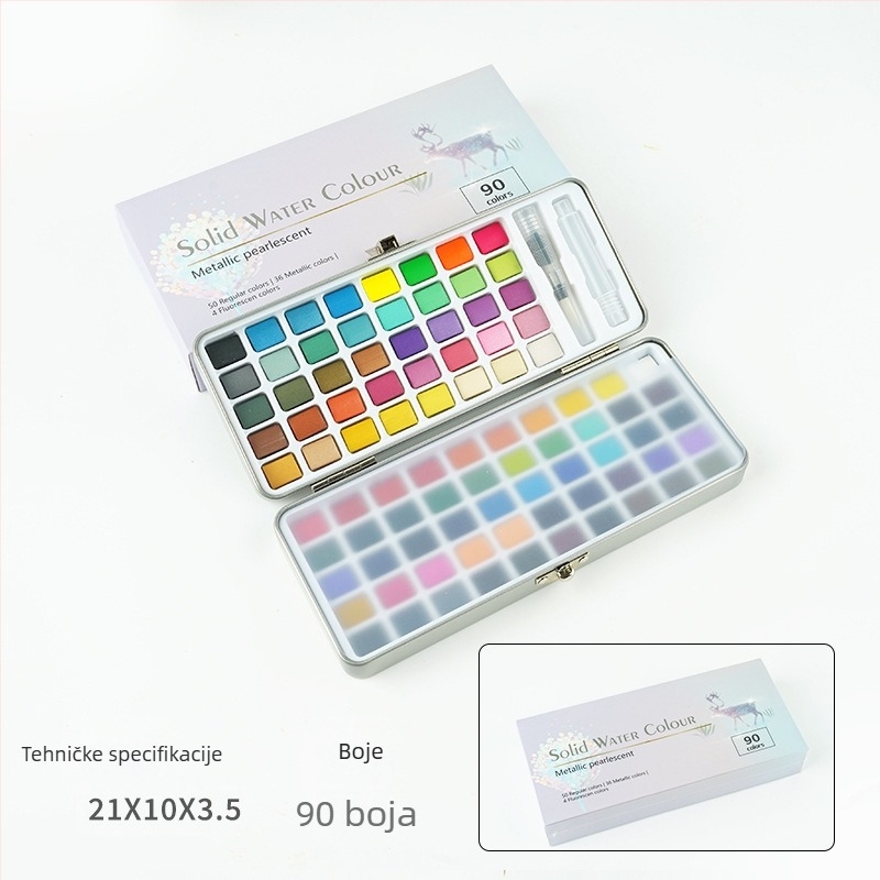 Set akvarelnih boja u metalnoj kutiji za slikanje akvarelom; materijal: akvarelne boje; uvoz: Ne; IP ovlaštenje: Nijedno
