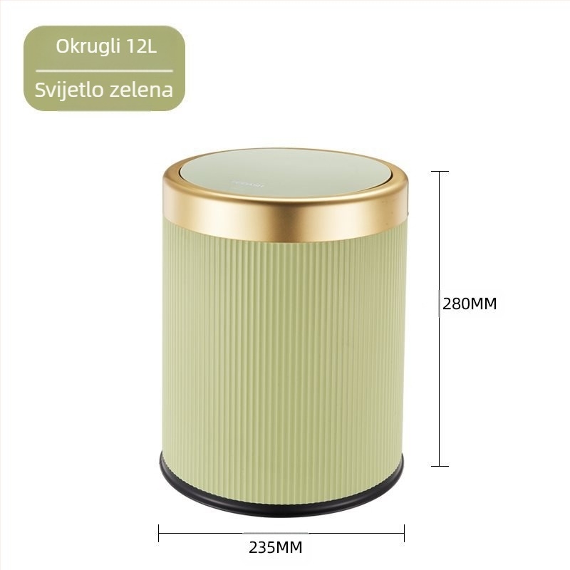 Koš za otpad 12 L, novi model 2024 za dnevni boravak, kuhinju i kupaonicu; velika kapaciteta; moderan dizajn; lagani luksuz; poklopac na pritisak.