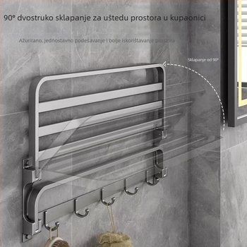 Space aluminijski držač za ručnike, bez bušenja, na zid, 2 sloja, nosivost preko 15 kg, 2023 novo poboljšano dvostruko sklopivo izdanje, završni plastificirani premaz