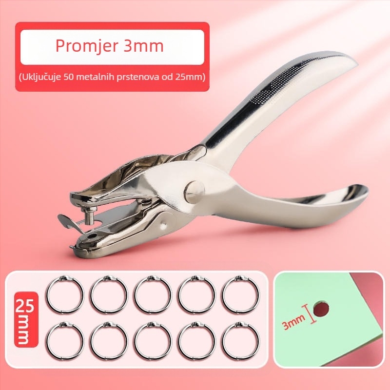 Kružni bušač rupa za papir i kartice, rupe 3 mm i 6 mm, alat za povezivanje bilježnica s listovima