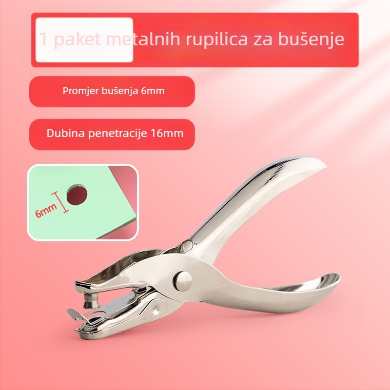 Kružni bušač rupa za papir i kartice, rupe 3 mm i 6 mm, alat za povezivanje bilježnica s listovima