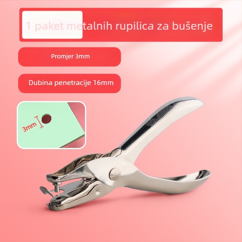 Kružni bušač rupa za papir i kartice, rupe 3 mm i 6 mm, alat za povezivanje bilježnica s listovima