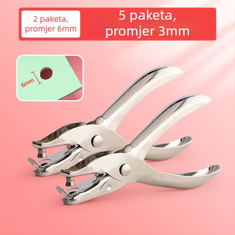 Kružni bušač rupa za papir i kartice, rupe 3 mm i 6 mm, alat za povezivanje bilježnica s listovima