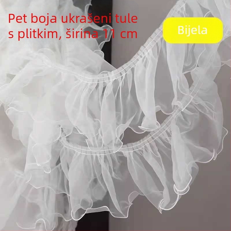 Prozirna čipka s heksagonalnom mrežom i poliesterom, veliki valoviti uzorak, za ručne radove