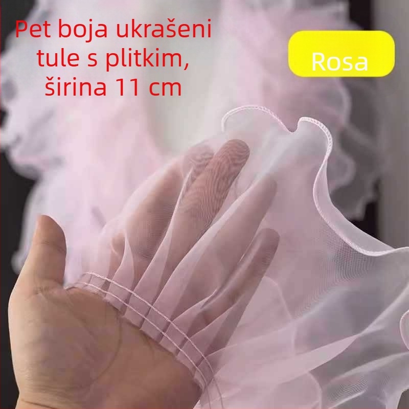 Prozirna čipka s heksagonalnom mrežom i poliesterom, veliki valoviti uzorak, za ručne radove