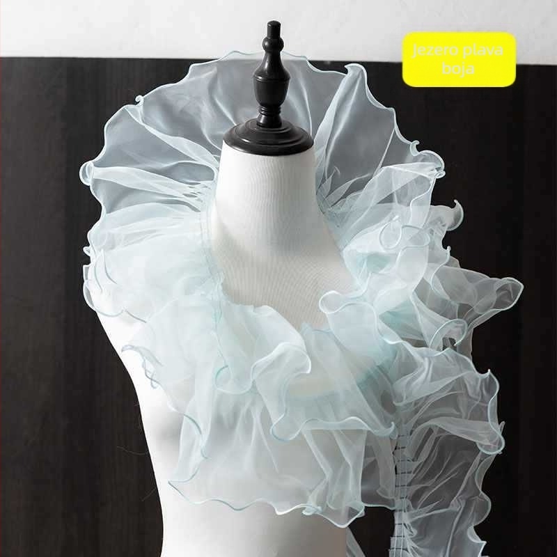 Prozirna čipka s heksagonalnom mrežom i poliesterom, veliki valoviti uzorak, za ručne radove