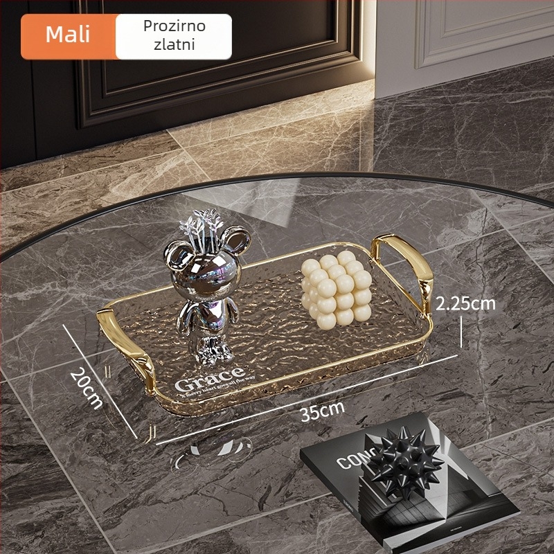 Kvadratna poslužna tacna s ručkama, PET+ABS, moderni minimalistički stil, otporna na padove.