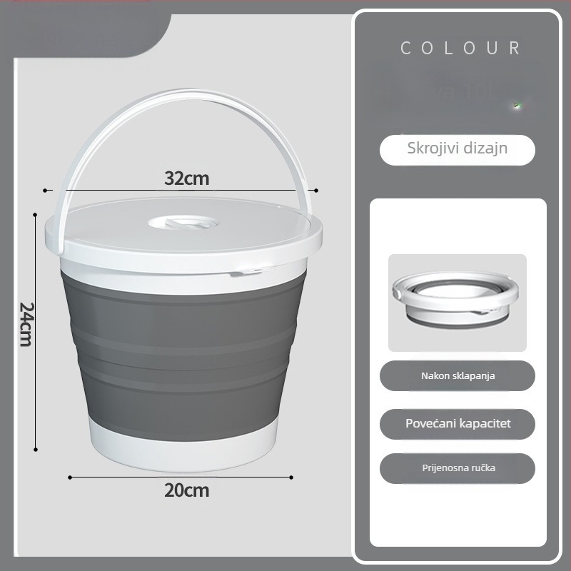 Sklopiva prijenosna plastična kanta za vanjsku upotrebu – ojačana konstrukcija, otporna na visoke temperature, pogodna za pranje automobila, ribolov i kućnu vodu