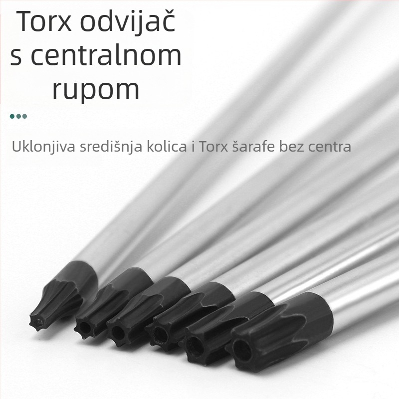 Produžni set Bitova odvijača s magnetnim vrhom — Torx (T5, T8, T27, T30) i šesterostranični bitovi, karbonska čelika