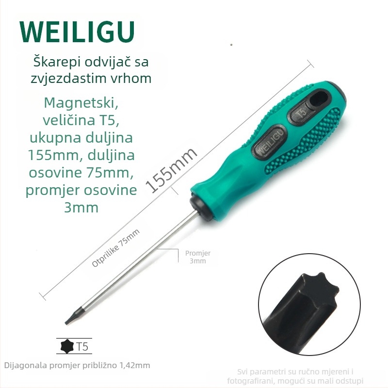 Produžni set Bitova odvijača s magnetnim vrhom — Torx (T5, T8, T27, T30) i šesterostranični bitovi, karbonska čelika