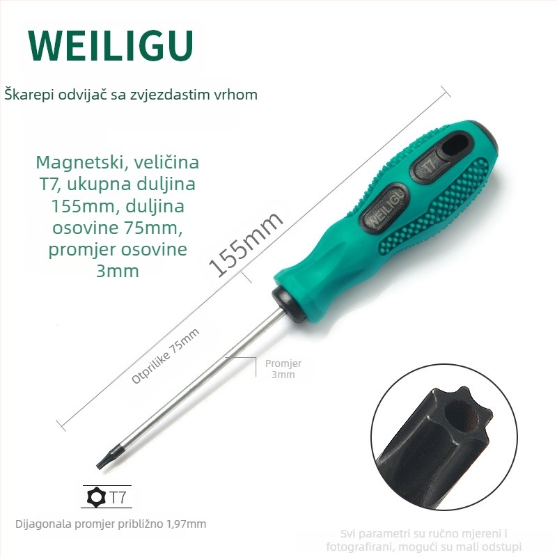 Produžni set Bitova odvijača s magnetnim vrhom — Torx (T5, T8, T27, T30) i šesterostranični bitovi, karbonska čelika