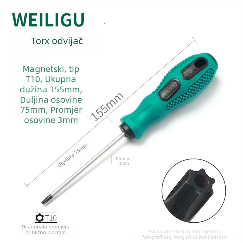 Produžni set Bitova odvijača s magnetnim vrhom — Torx (T5, T8, T27, T30) i šesterostranični bitovi, karbonska čelika