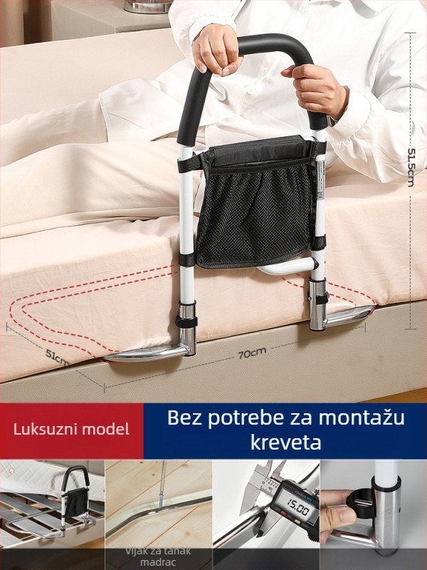Posteljne bočne ograde bez ugradnje za starije osobe, 304 nehrđajućeg čelika, nebrendirano (304 nehrđajućeg čelika; bez ugradnje; nebrendirano; za starije osobe)