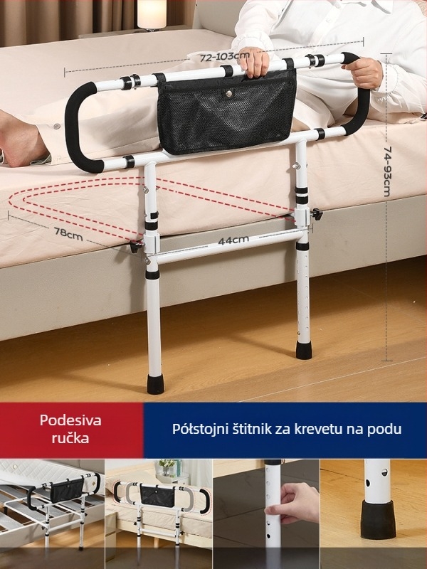 Posteljne bočne ograde bez ugradnje za starije osobe, 304 nehrđajućeg čelika, nebrendirano (304 nehrđajućeg čelika; bez ugradnje; nebrendirano; za starije osobe)