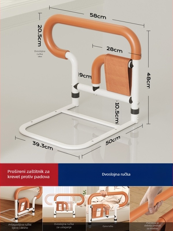 Posteljne bočne ograde bez ugradnje za starije osobe, 304 nehrđajućeg čelika, nebrendirano (304 nehrđajućeg čelika; bez ugradnje; nebrendirano; za starije osobe)