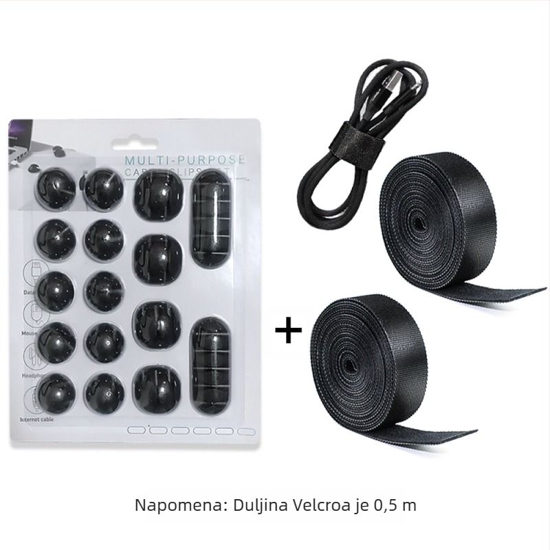 Upravljač za kabelske vješanje na stol – Kombinirani set, materijali: TPR, diving material, TPE, nylon, silica gel; pogodno za podatkovne kabele