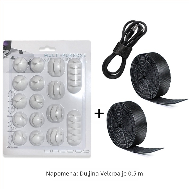 Upravljač za kabelske vješanje na stol – Kombinirani set, materijali: TPR, diving material, TPE, nylon, silica gel; pogodno za podatkovne kabele