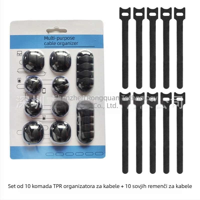 Upravljač za kabelske vješanje na stol – Kombinirani set, materijali: TPR, diving material, TPE, nylon, silica gel; pogodno za podatkovne kabele