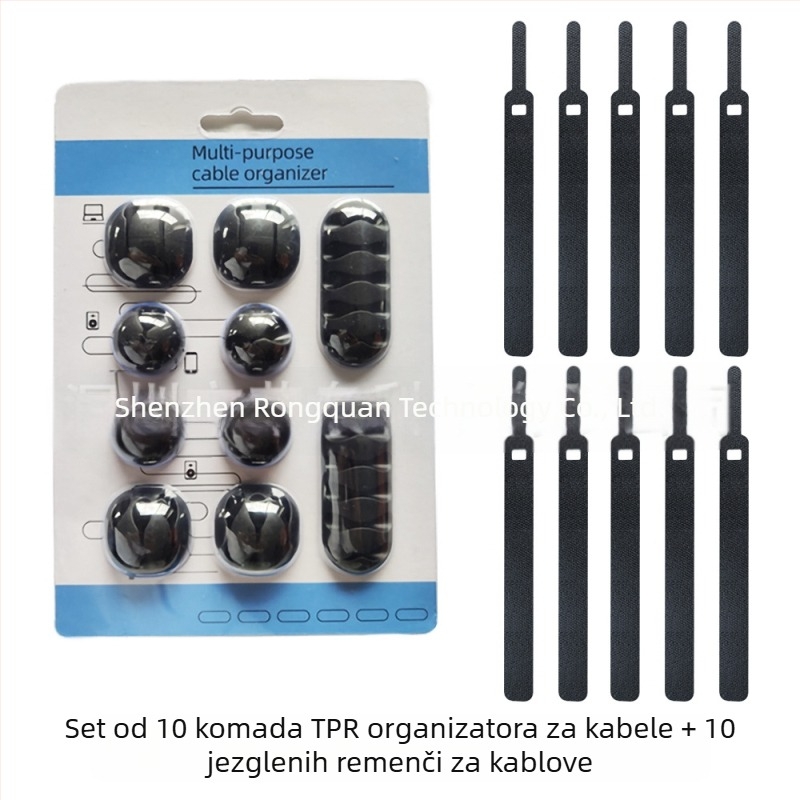 Upravljač za kabelske vješanje na stol – Kombinirani set, materijali: TPR, diving material, TPE, nylon, silica gel; pogodno za podatkovne kabele